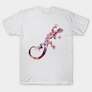 Ornate Gecko Colorful Lizard Illustration T-Shirt